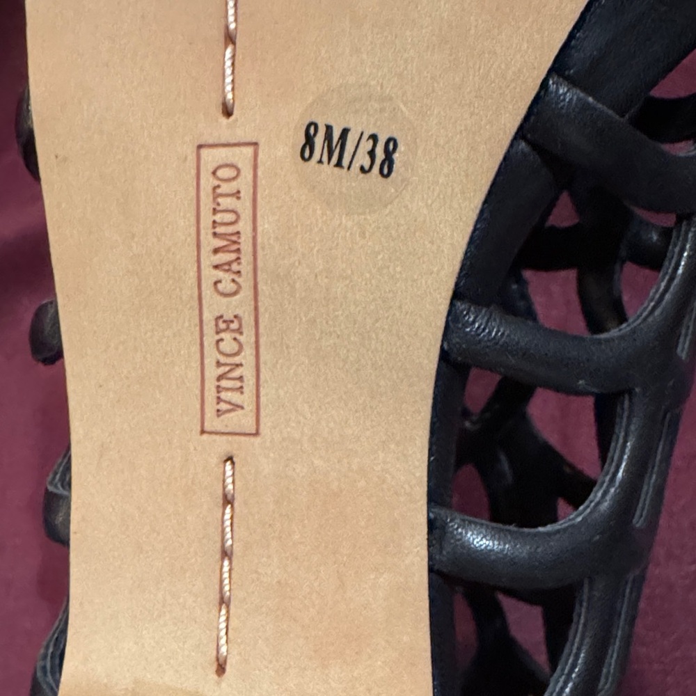 Vince Camuto Black Leather Caged Peep Toe Heels - Size 8 - New without Box - Picture 7 of 9